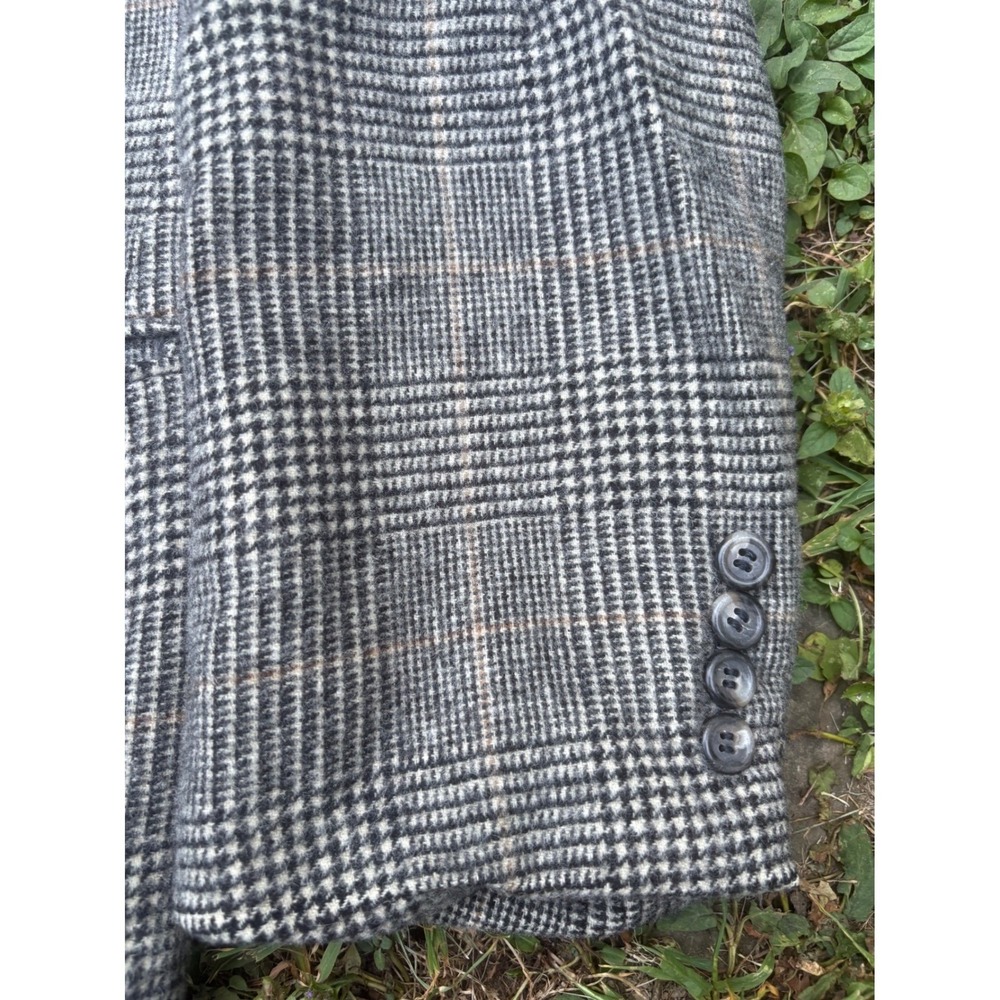 Vintage Bill Blass Camel Hair Blazer Mens 38R Gray Plaid Sport Coat - Picture 5 of 15